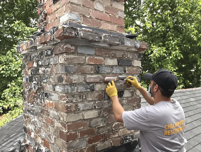In-progress chimney restoration by Groton Chimney Sweep in Groton, CT