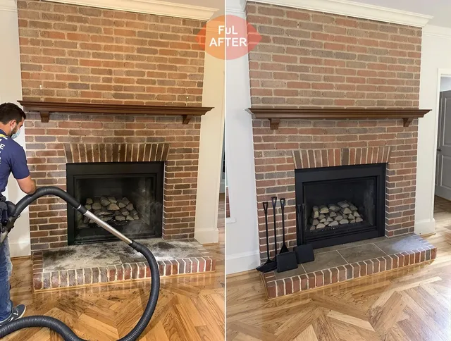 Groton Chimney Sweep carefully sanitizing a fireplace in Groton, CT