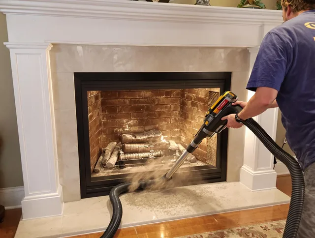 Fireplace cleaning performed by Groton Chimney Sweep in Groton, CT