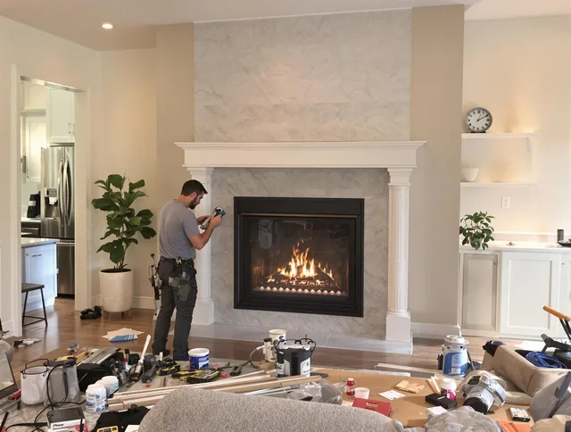 Newly installed fireplace by Groton Chimney Sweep in Groton, CT